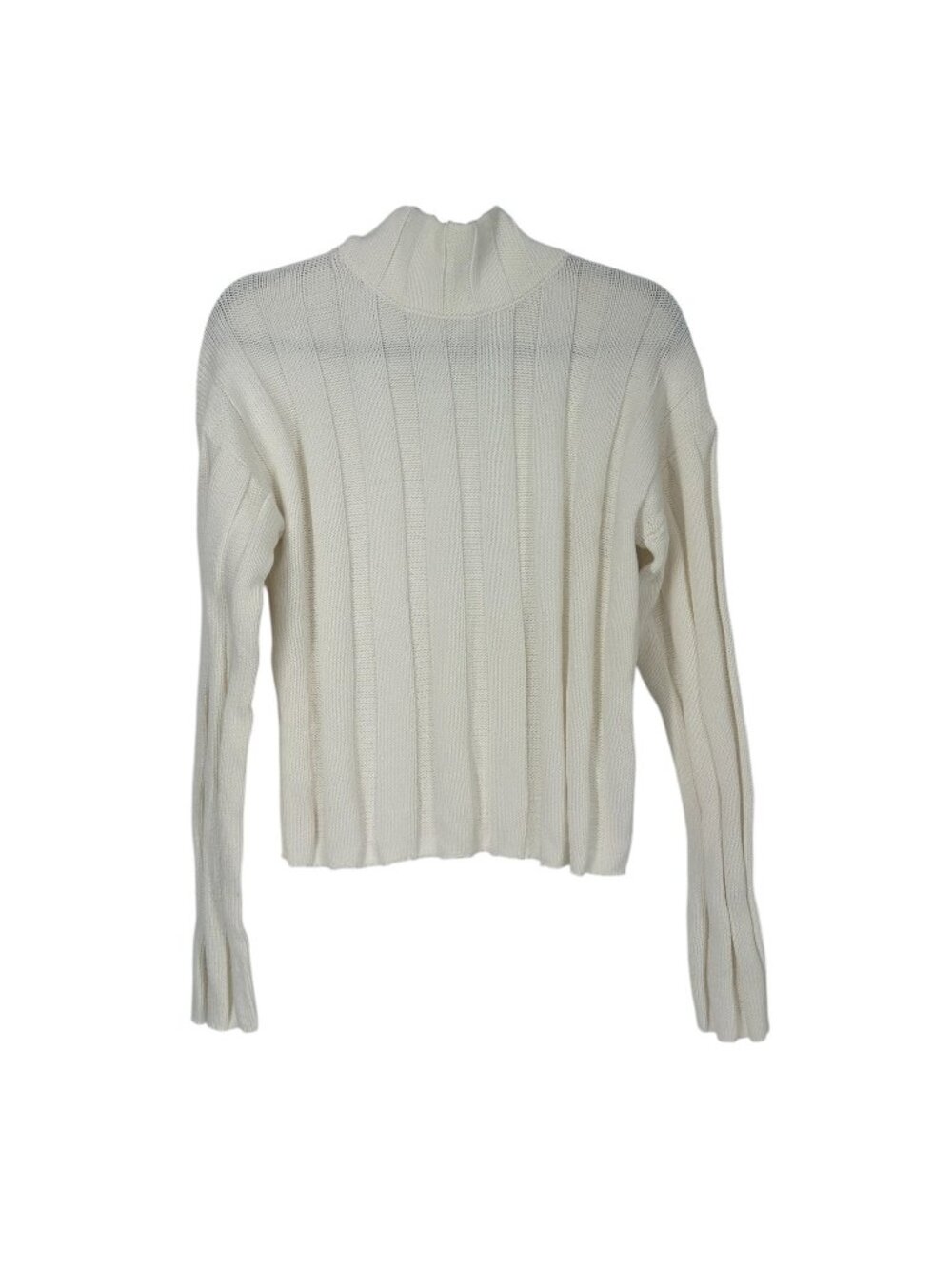 J Crew Sweater XS Ivory Ribbed Turtleneck Cotton Quiet Luxury Classic Preppy